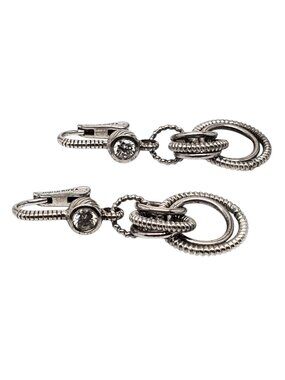 Judith Ripka Sterling Silver CZ Cable Drop Circles Earrings #24577